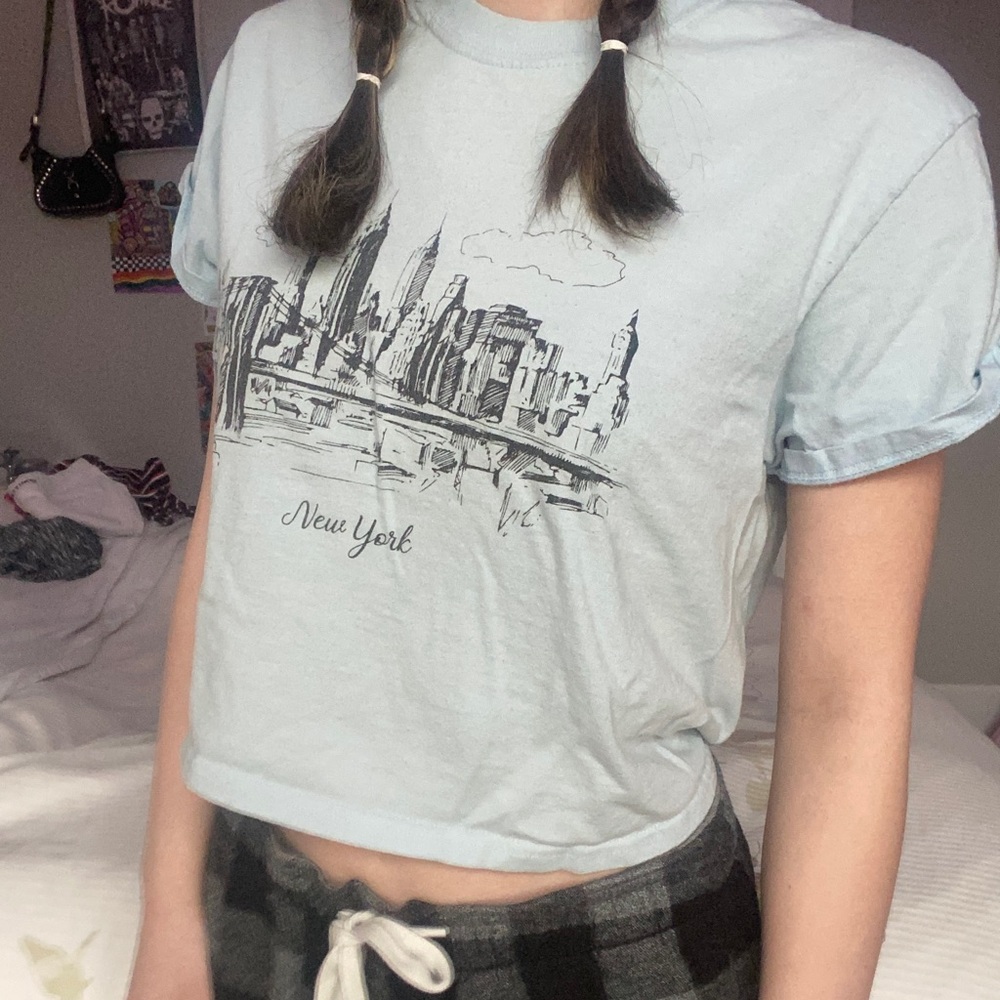baby blue top shop tee